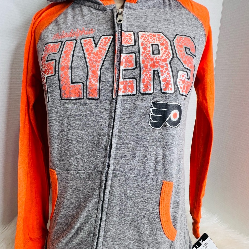 NHL Flyers Jacket Gray and Orange Zip-Up